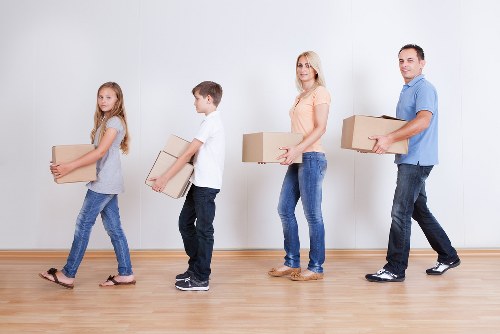 Packed boxes and furniture ready for self storage in Streatham